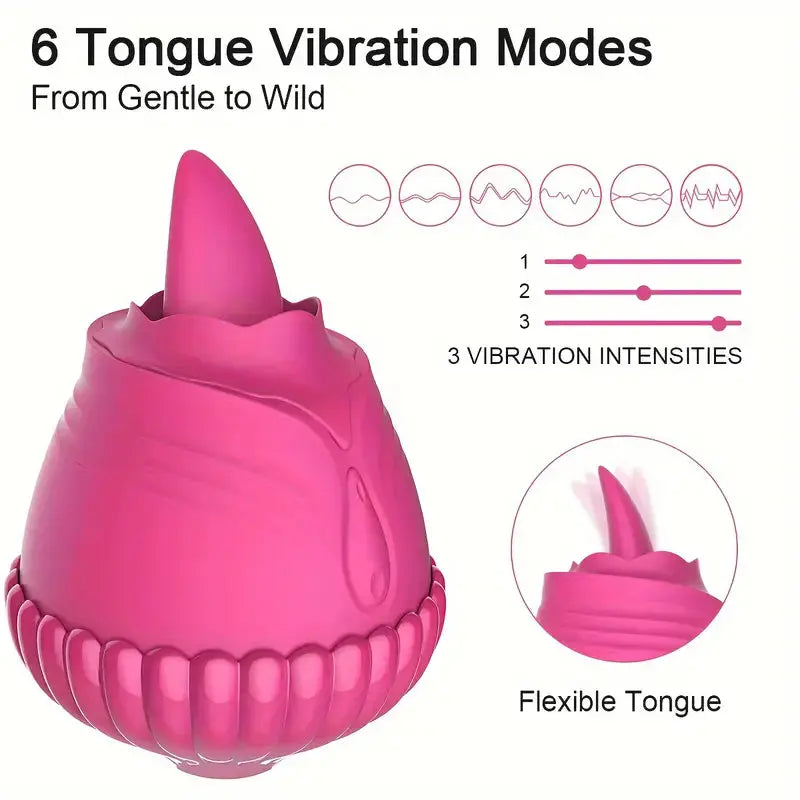 Heating Tongue Vibrating Rose G Vibrator Sex Toy For Breast Vagina Clitoris - The Rose Toys