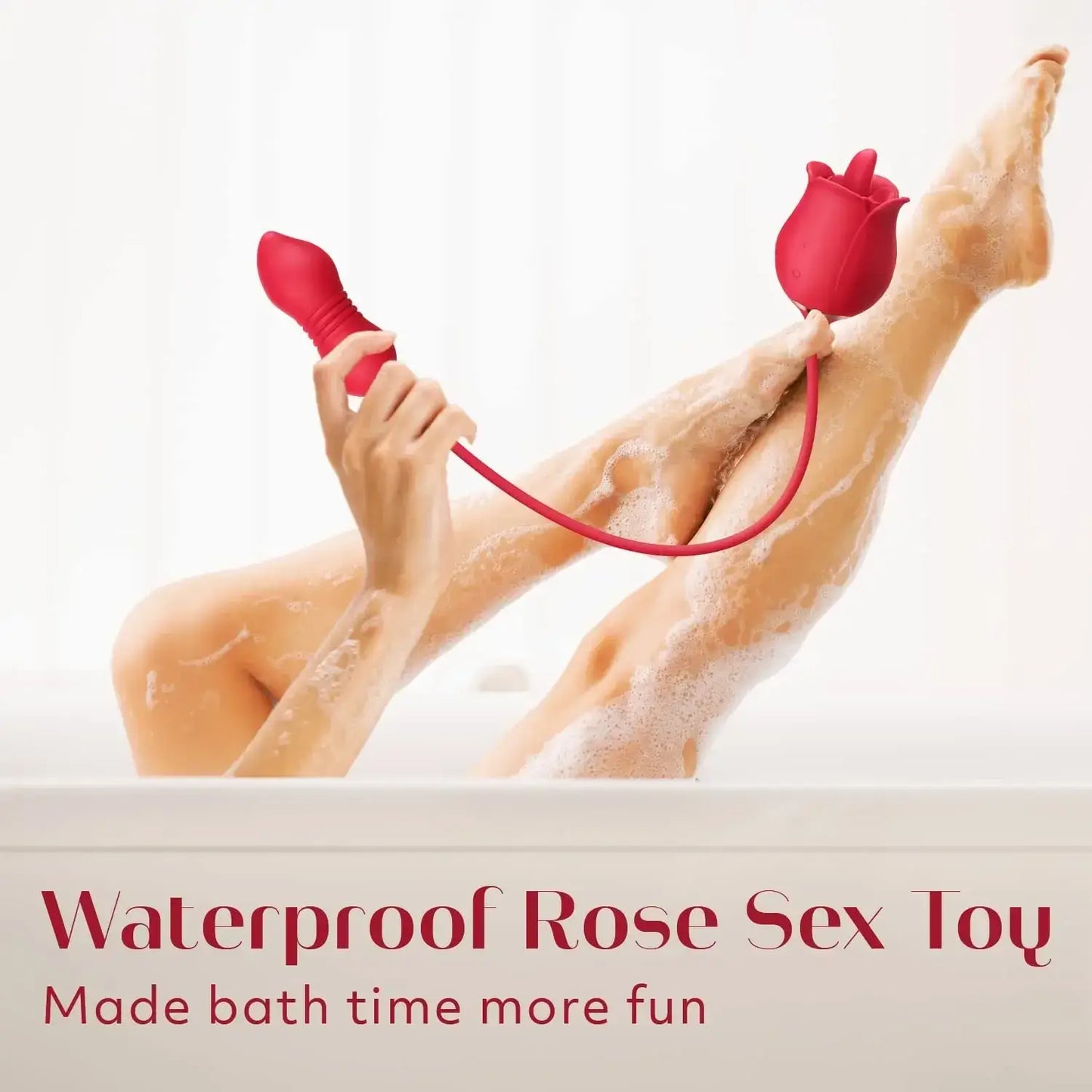 3in1 Rose Dildo Sex Toy For Women With 9 Tongue Licking & Thrusting Modes - The Rose Toys