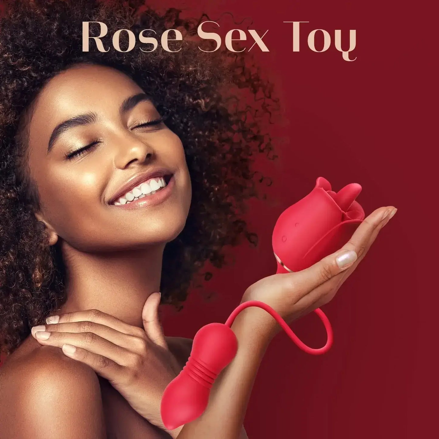 3in1 Rose Dildo Sex Toy For Women With 9 Tongue Licking & Thrusting Modes - The Rose Toys