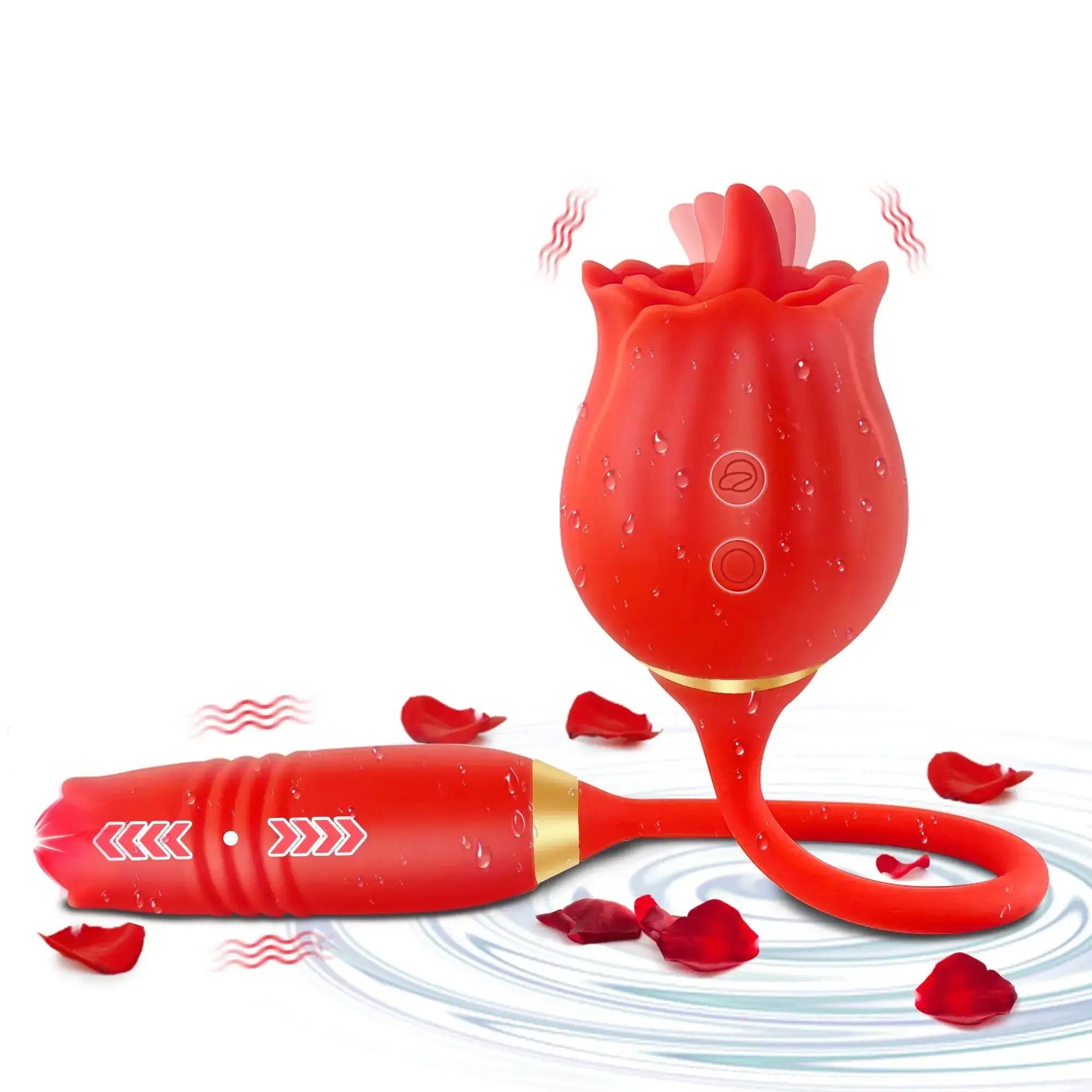 3in1 Tongue Licking Vibrating Thrusting Rose Sex Toy For Clitoral Stim 3in1 Tongue Licking Vibrating Thrusting Rose Sex Toy For Clitoral Stim