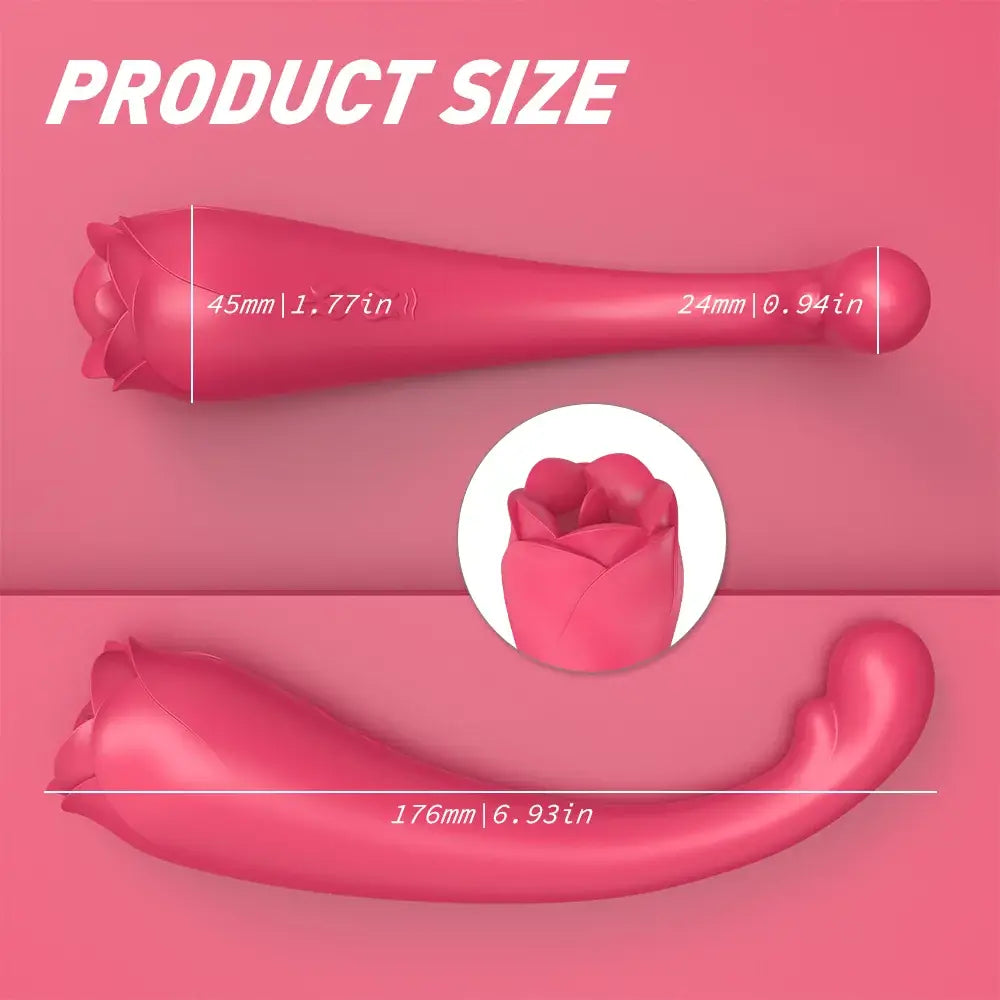 Dual Ends 3in1 Tongue Licking Vibrating Rose Sex Toy For Clitoral Stimulator - The Rose Toys