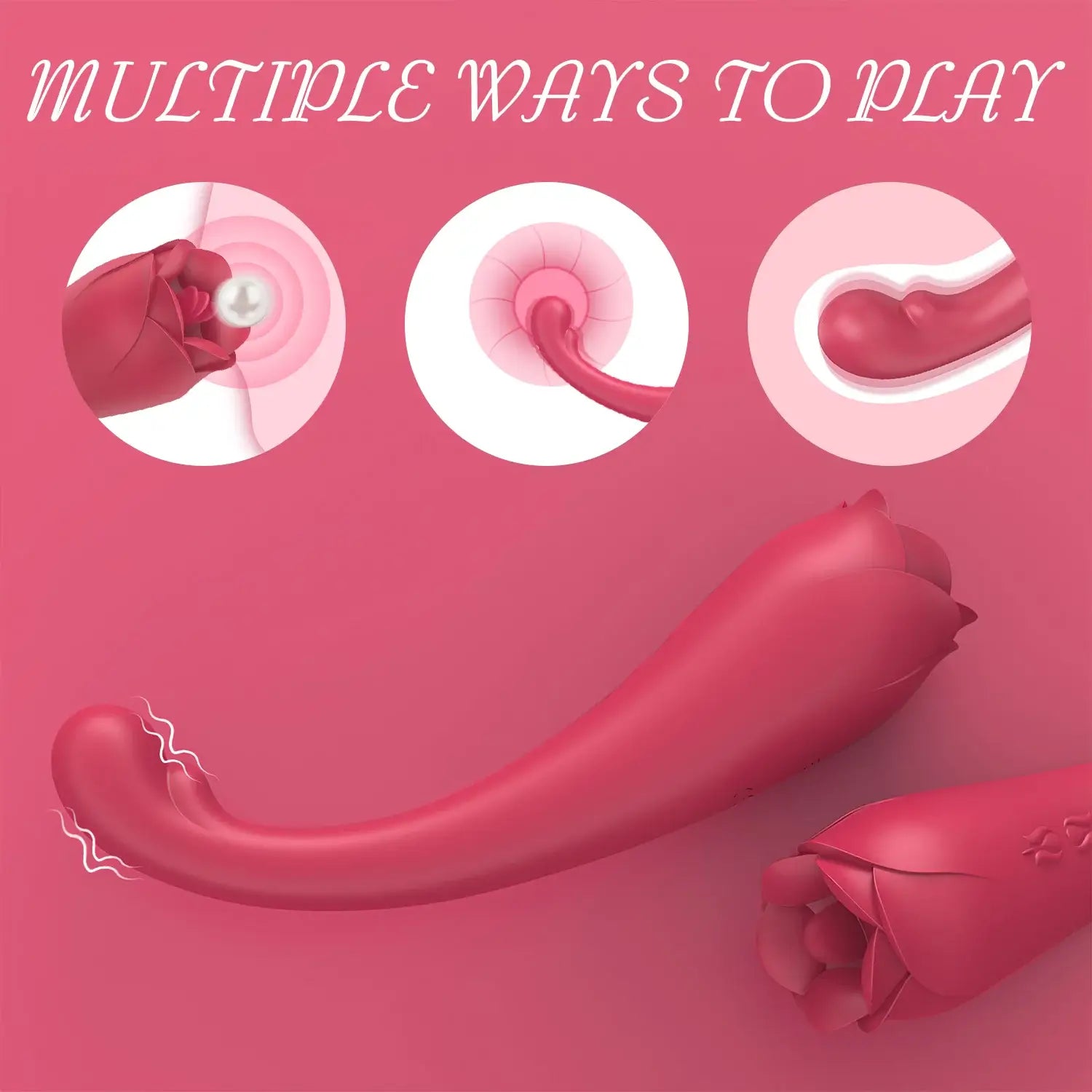 Dual Ends 3in1 Tongue Licking Vibrating Rose Sex Toy For Clitoral Stimulator - The Rose Toys