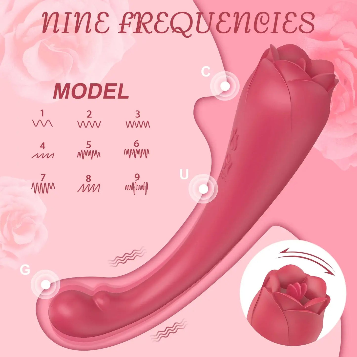 Dual Ends 3in1 Tongue Licking Vibrating Rose Sex Toy For Clitoral Stimulator - The Rose Toys