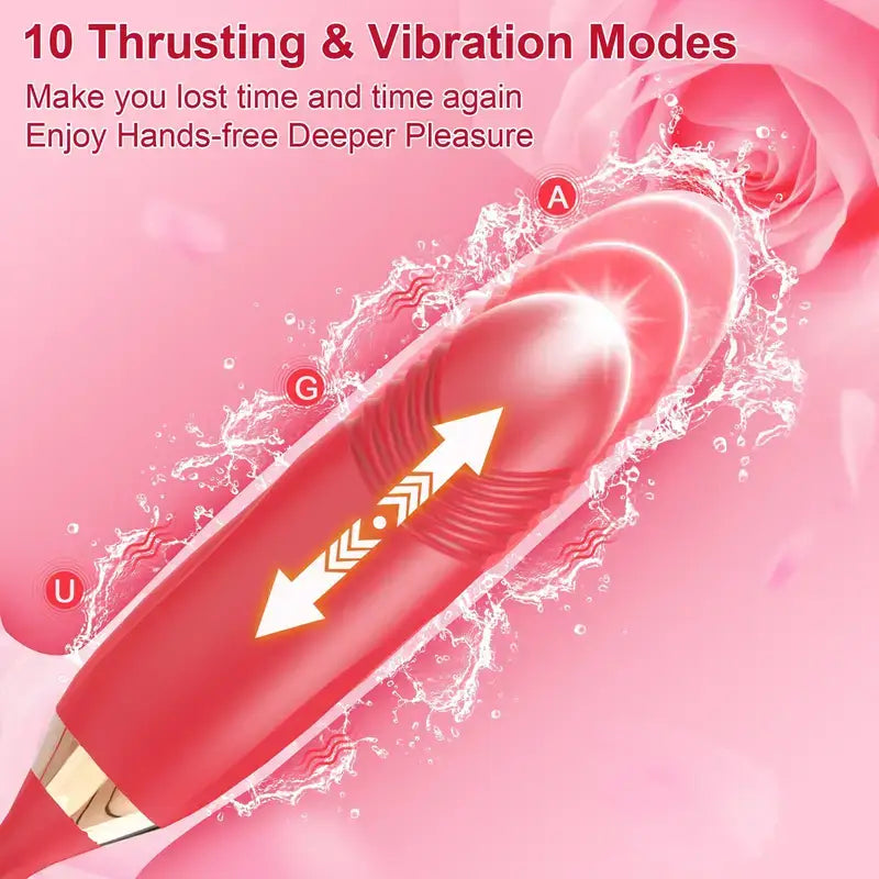 10 French Tongue Kissing Rose Toy G Spot Stimulator For Women Vibrator - The Rose Toys