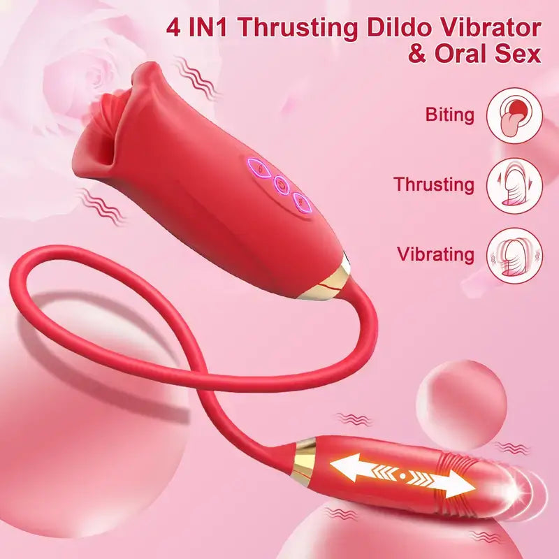 10 French Tongue Kissing Rose Toy G Spot Stimulator For Women Vibrator - The Rose Toys