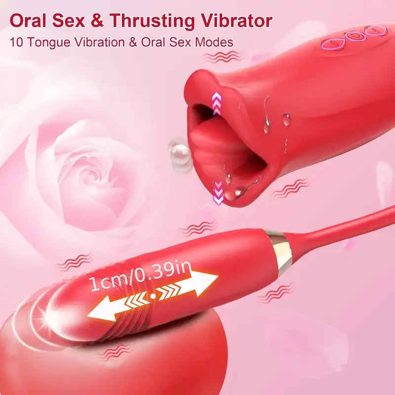 10 French Tongue Kissing Rose Toy G Spot Stimulator For Women Vibrator - The Rose Toys