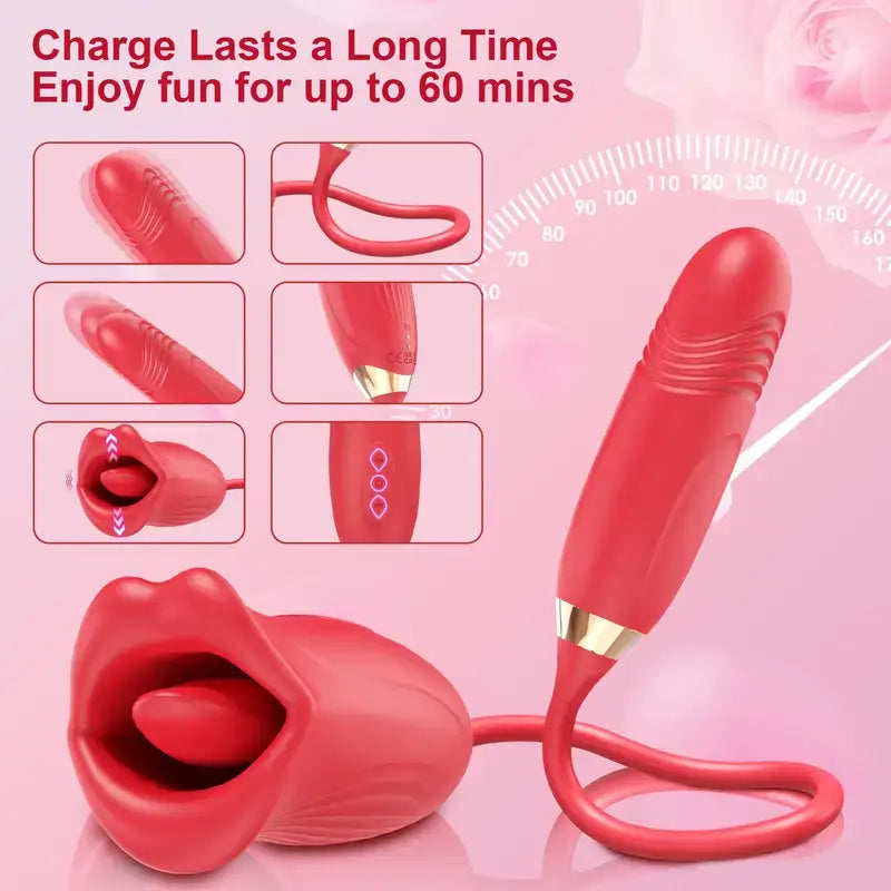 10 French Tongue Kissing Rose Toy G Spot Stimulator For Women Vibrator - The Rose Toys