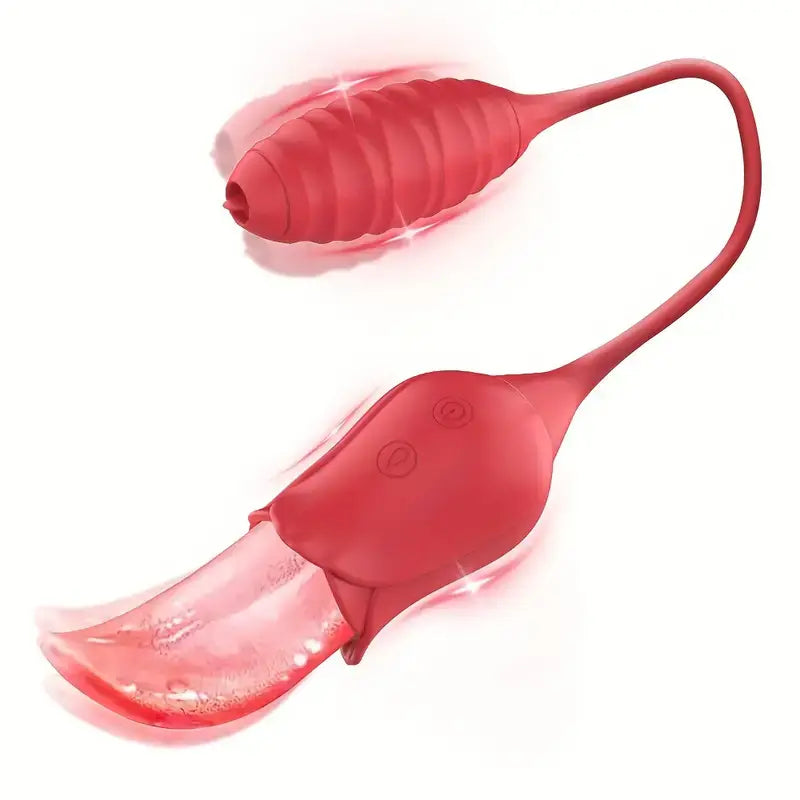 Realistic Tongue Licking Vibrating 2in1 Rose Vibrator Toy For Couples - The Rose Toys