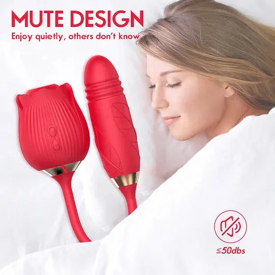 2in1 Thrusting Sucking Rose Vibrator Sex Toy For Stimulation - The Rose Toys