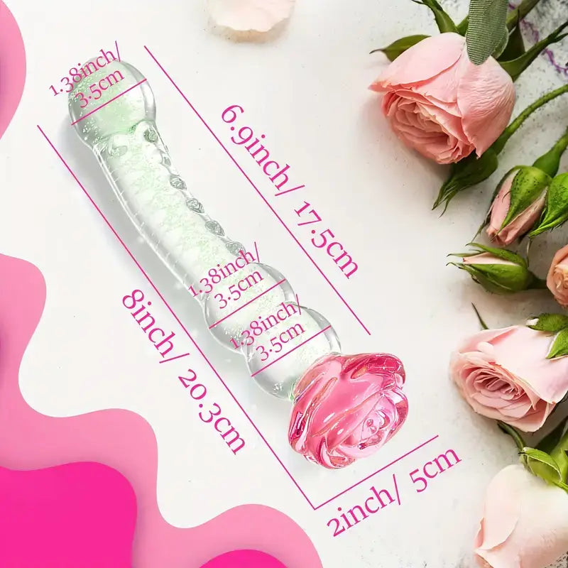 Glowing Rose Glass Dildo For G-Spot Stimulation Prostate Massage The Rose Toys