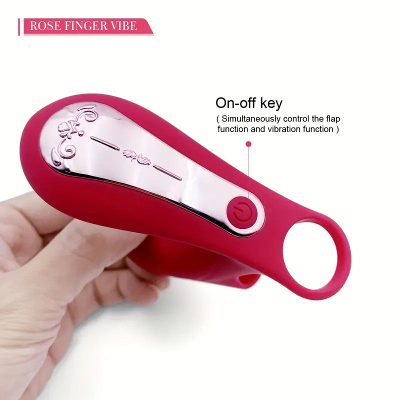 Unisex App-controlled Rose Pattern Silicone Finger Vibrating Sex Toy The Rose Toys