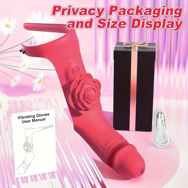 Realistic Dildo Clitoral Stimulator Finger Vibrator Women Rose Sex Toy The Rose Toys