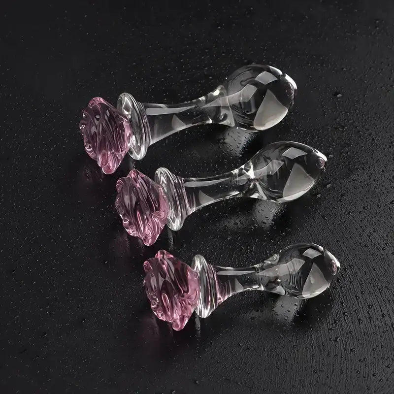 Crystal Glass Rose Anal Plug Sex Toy For G-spot Masturbation The Rose Toys