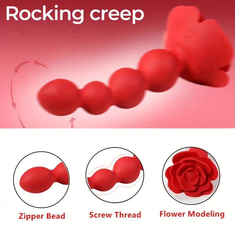 10 Rotating Twist Vibrating Graded Beads Rose Anal Vibrator Sex Toy The Rose Toys
