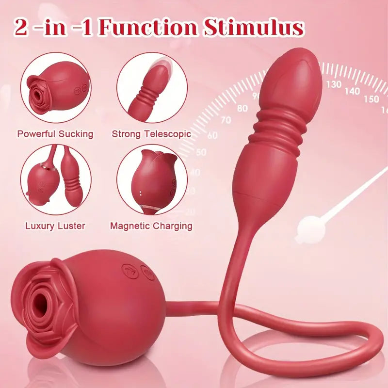 3-in-1 Rose Stimulator For Women 10 Sucking Thrusting Dildo Vibrator The Rose Toys