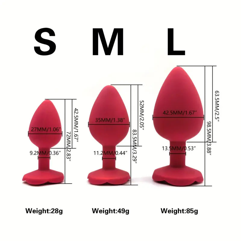 Solid Color Silicone Rose Shaped Base Silicone Anal Plug Sex Toy The Rose Toys