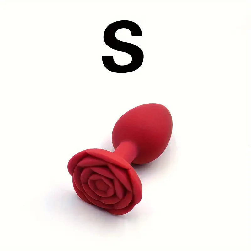 Solid Color Silicone Rose Shaped Base Silicone Anal Plug Sex Toy The Rose Toys