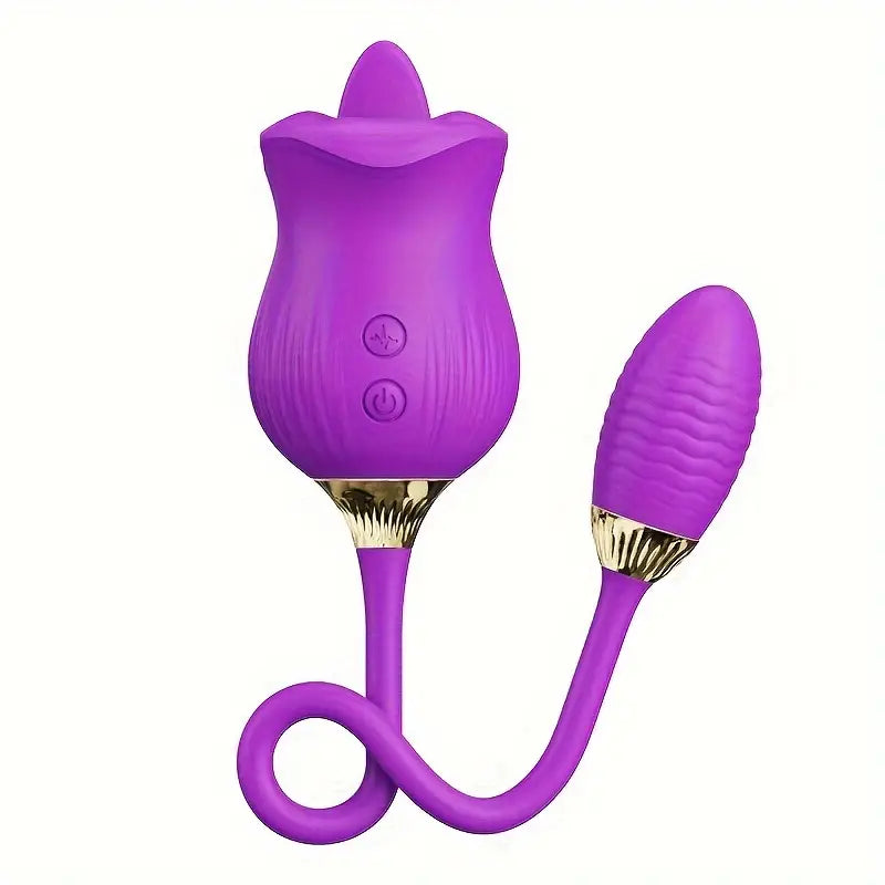 USB Powered 2-in-1 Clitoral Stimulator Licking Rose Vibrator For Women The Rose Toys