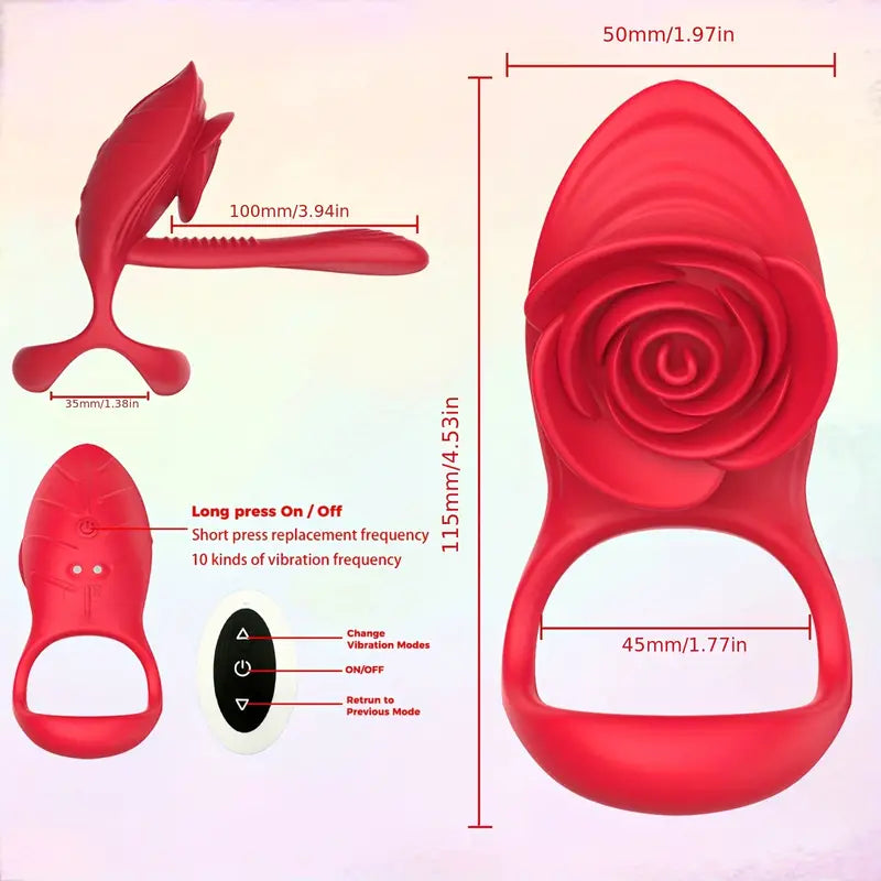Vibrating Cock Ring Rose Clitoral Stimulator For Couples Adult Sex Toy The Rose Toys