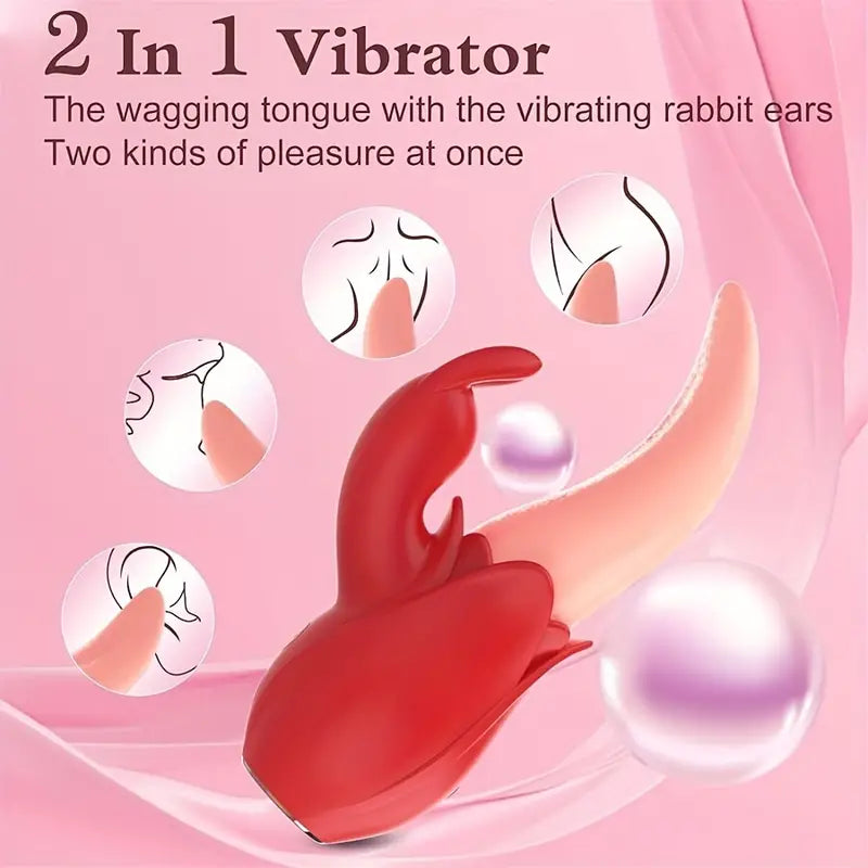 Rose Clitoral Stimulator Rabbit Tongue Licking Vibration Sex Toy The Rose Toys