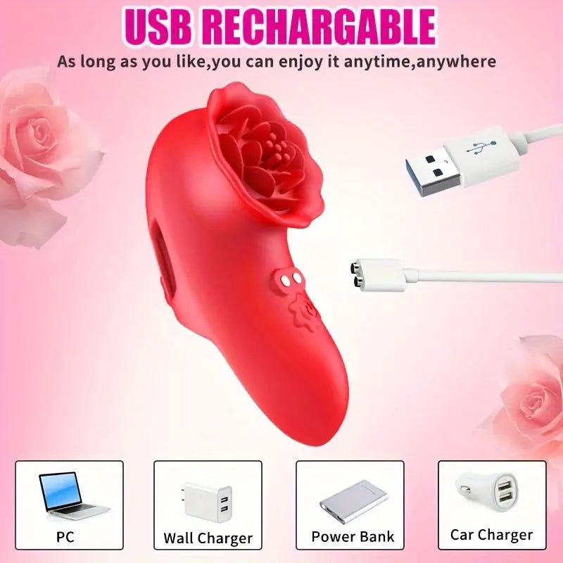 Silicone Clitoral Nipple Stimulator Rose Finger Vibrator Women Sex Toy The Rose Toys