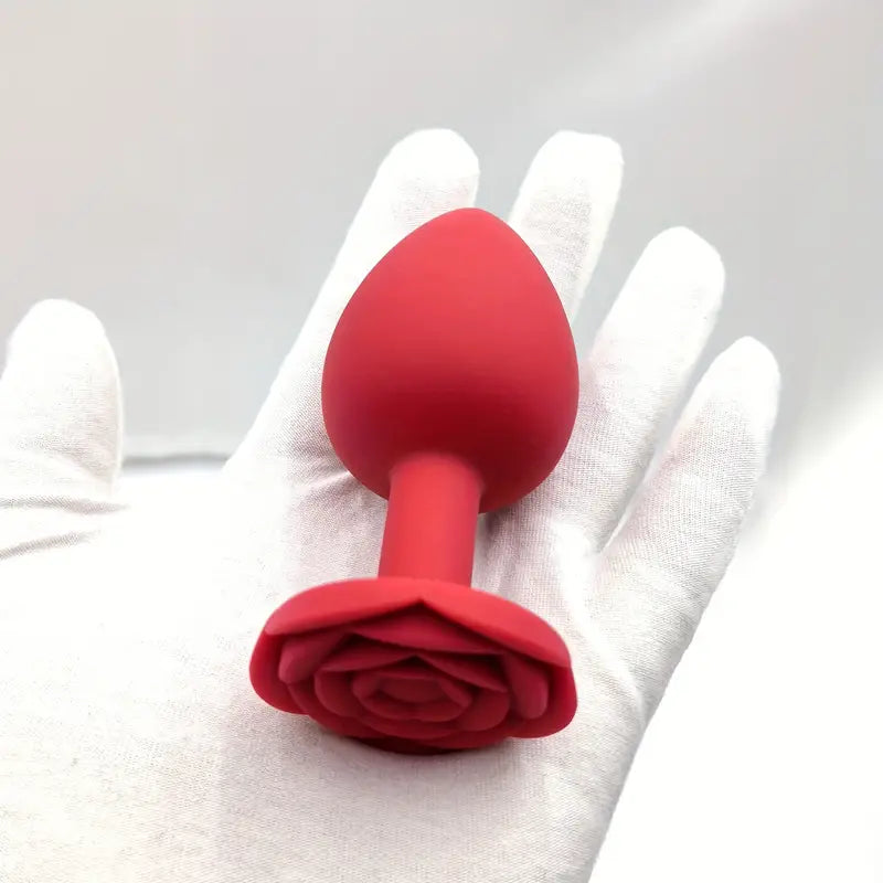 Solid Color Silicone Rose Shaped Base Silicone Anal Plug Sex Toy The Rose Toys