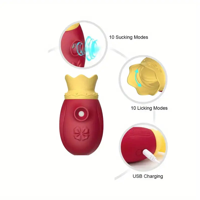Royal Crown Tongue Licking Kissing Flapping 4in1 Rose Adult Love Sex Toy - The Rose Toys
