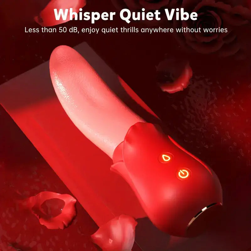 10-Modes Palm-Sized Quiet Rechargeable Silicone Tongue Licking Rose Toy - The Rose Toys