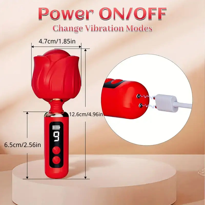 LED Display Mini Wand Waterproof Rose Vibrator Sex Toy For Women Love - The Rose Toys