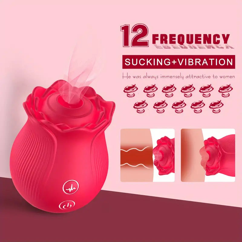 12 Frequency Sucking Vibrating Rose Sex Toy For Clit G-spot Anal Stimulation - The Rose Toys