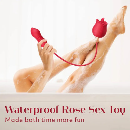 3in1 Rose Dildo Sex Toy For Women With 9 Tongue Licking & Thrusting Modes - The Rose Toys