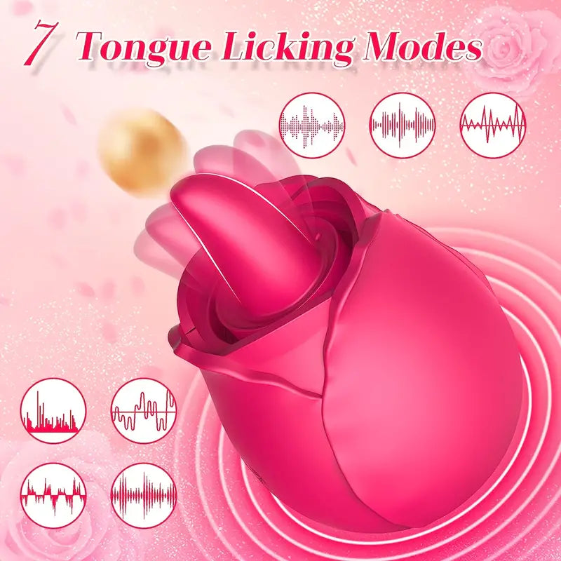 2 In 1 Tongue Licking Sucking Vibrator Stimulator Rose Sex Toy Vibrator For Women