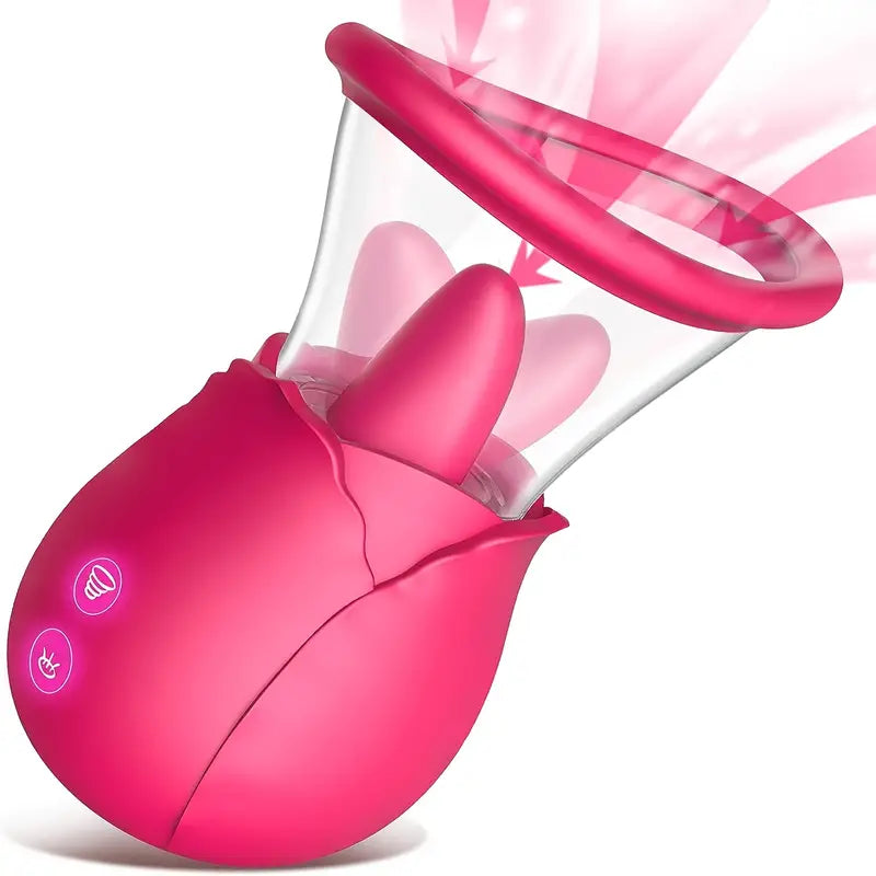 2 In 1 Tongue Licking Sucking Vibrator Stimulator Rose Sex Toy Vibrator For Women - The Rose Toys
