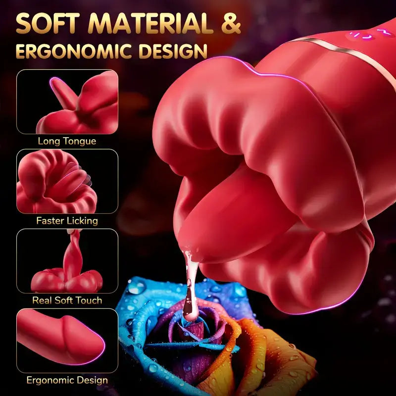 Premium Silicone Tongue Licking Rose Sex Toy For Clitoris G Spot Stimulation - The Rose Toys