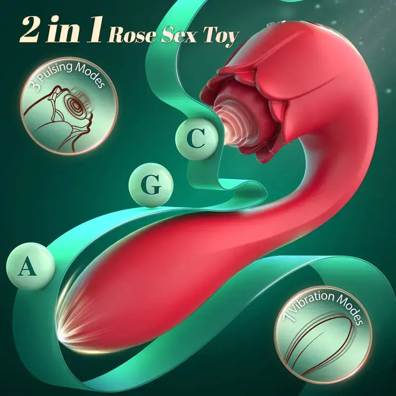 7 Vibration Modes 3 Pulse Modes Rose Toy Vibrator For Female G-spot Stimulation - The Rose Toys