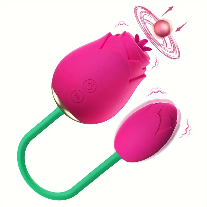Valentine's Day Gift 2in1 Clitoral Tapping Rose Sucking Vibrator Sex Toy