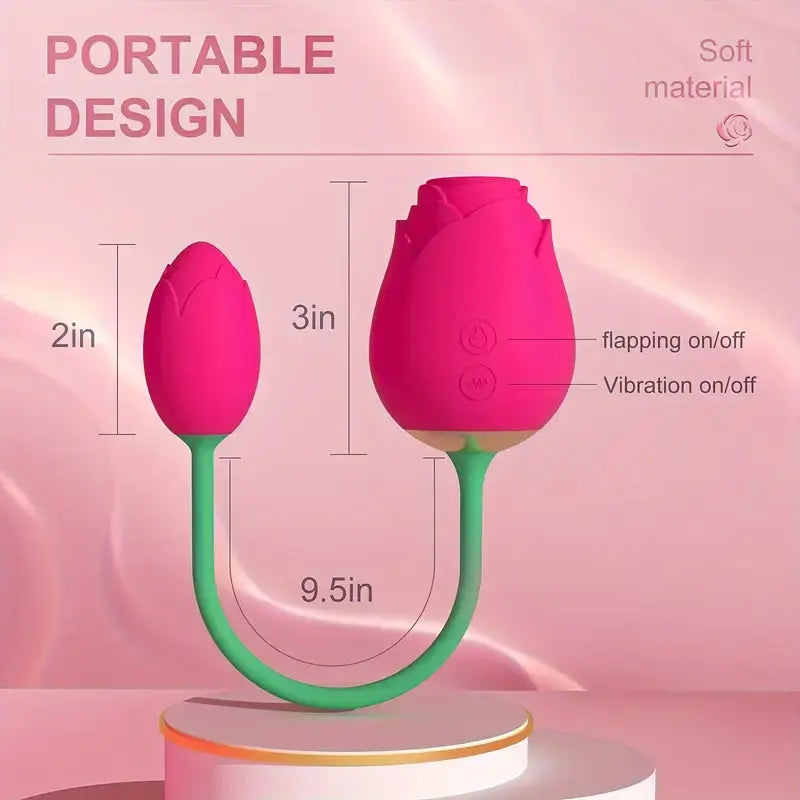 Valentine's Day Gift 2in1 Clitoral Tapping Rose Sucking Vibrator Sex Toy