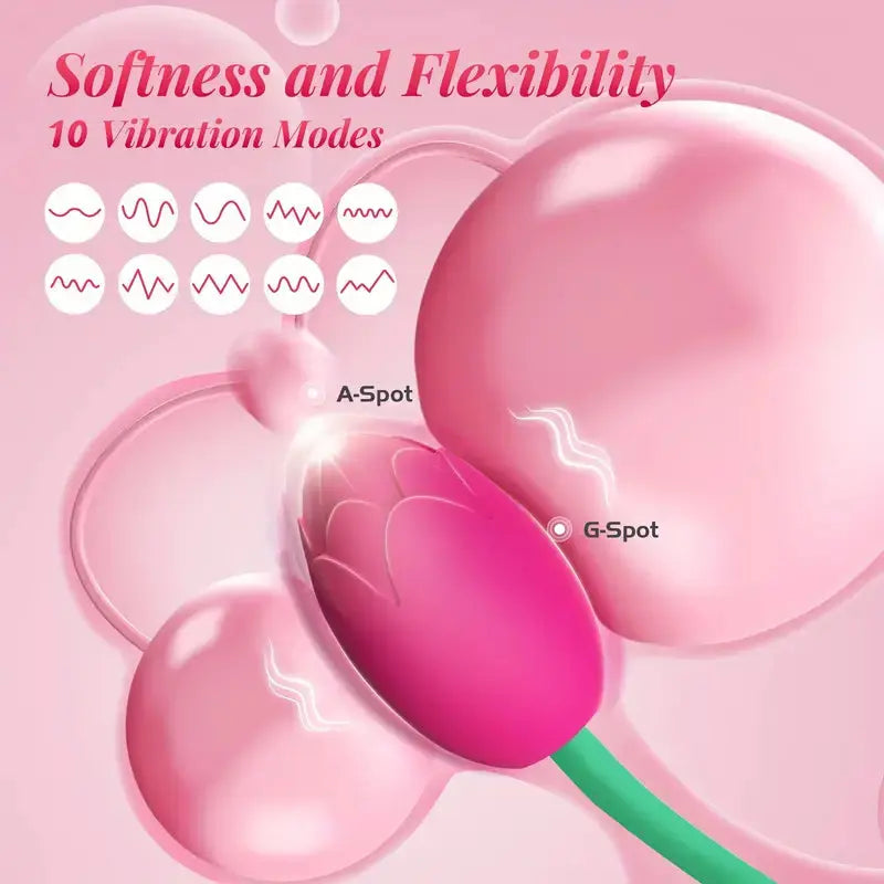 Valentine's Day Gift 2in1 Clitoral Tapping Rose Sucking Vibrator Sex Toy - The Rose Toys