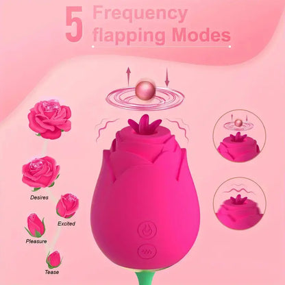 Valentine's Day Gift 2in1 Clitoral Tapping Rose Sucking Vibrator Sex Toy - The Rose Toys