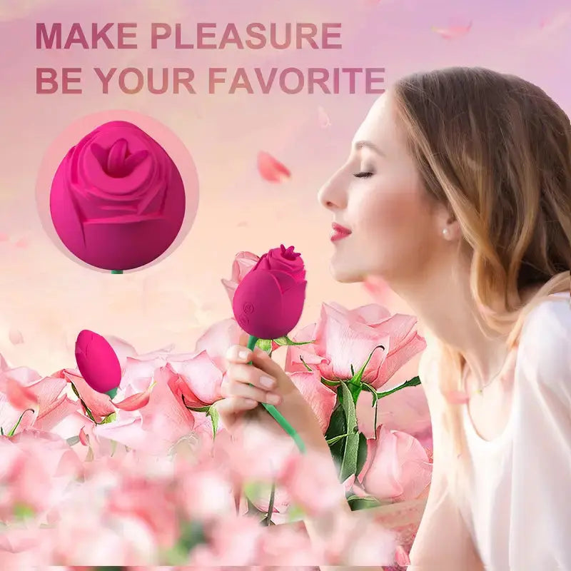 Valentine's Day Gift 2in1 Clitoral Tapping Rose Sucking Vibrator Sex Toy - The Rose Toys