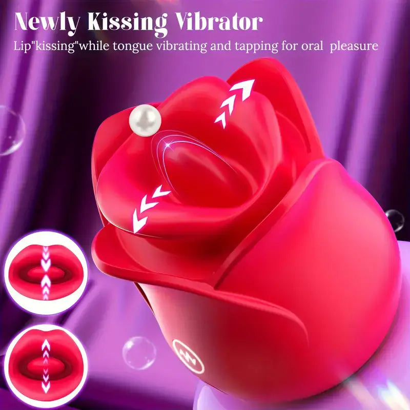 3in1 Tongue Lip 10 Vibration Modes 3 Kissing Tap Modes Rose Sex Toy - The Rose Toys