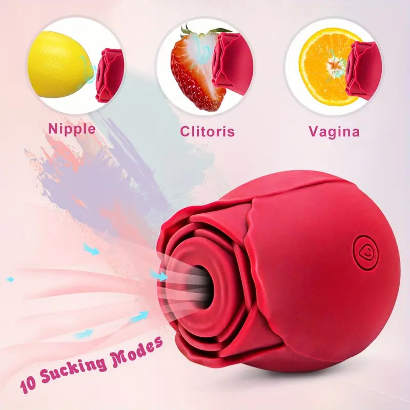 Ten Powerful Sucking Vibration Rose Sex Toy For Nipple Clit Stimulator - The Rose Toys