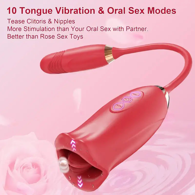 10 French Tongue Kissing Rose Toy G Spot Stimulator For Women Vibrator - The Rose Toys