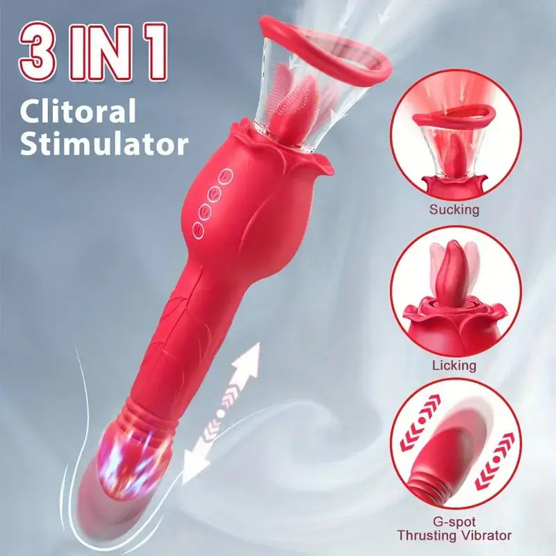 Licking Sucking Venting Modes Rose Dildo Vibrator For Women Couples - The Rose Toys