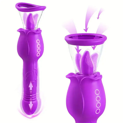 Licking Sucking Venting Modes Rose Dildo Vibrator For Women Couples - The Rose Toys
