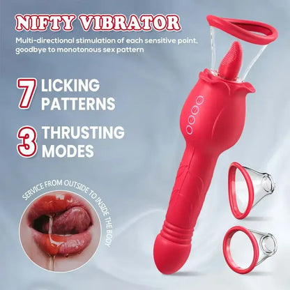 Licking Sucking Venting Modes Rose Dildo Vibrator For Women Couples - The Rose Toys