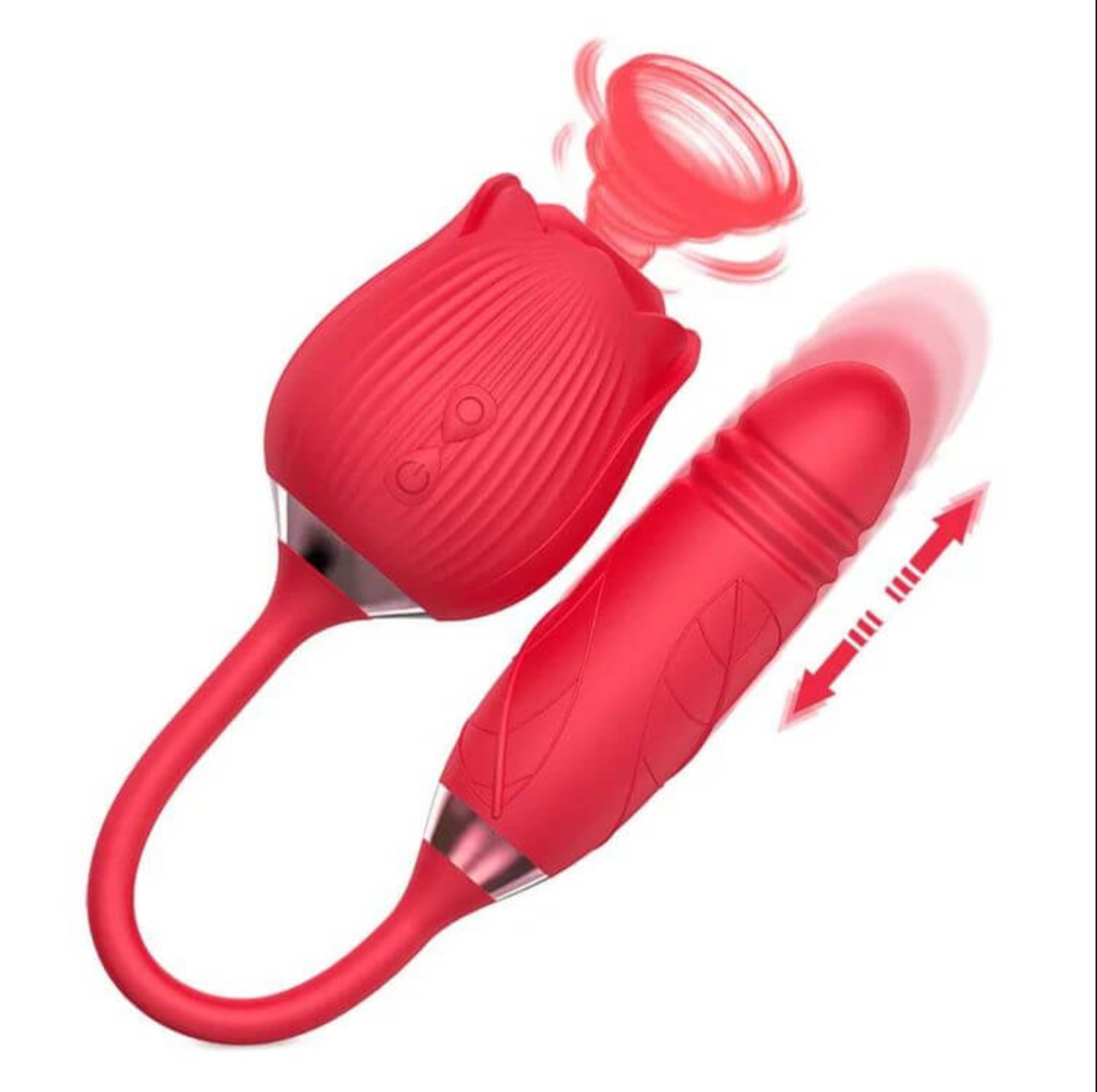 2in1 Thrusting Sucking Rose Vibrator Sex Toy For Stimulation