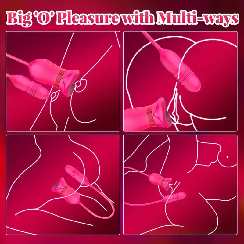 5IN1 Sucking Vibrator Rose Toy With 10 Tongue Licking Vibrating Kissing Modes - The Rose Toys