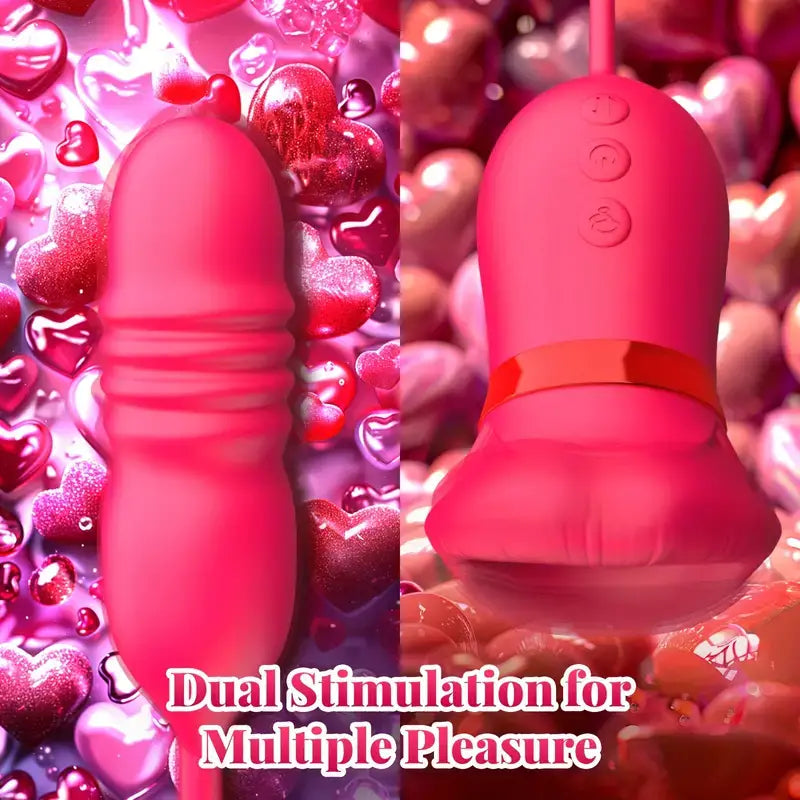 5IN1 Sucking Vibrator Rose Toy With 10 Tongue Licking Vibrating Kissing Modes - The Rose Toys