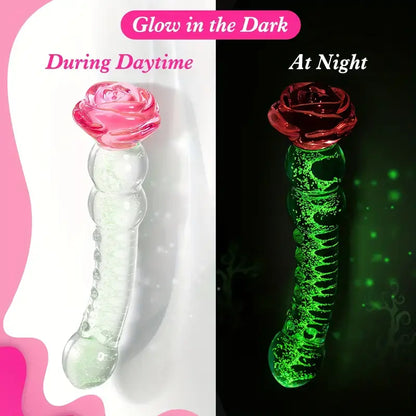 Glowing Rose Glass Dildo For G-Spot Stimulation Prostate Massage The Rose Toys